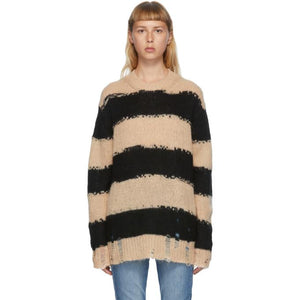 Acne Studios Black and Beige Mohair Striped Sweater BlackSkinny