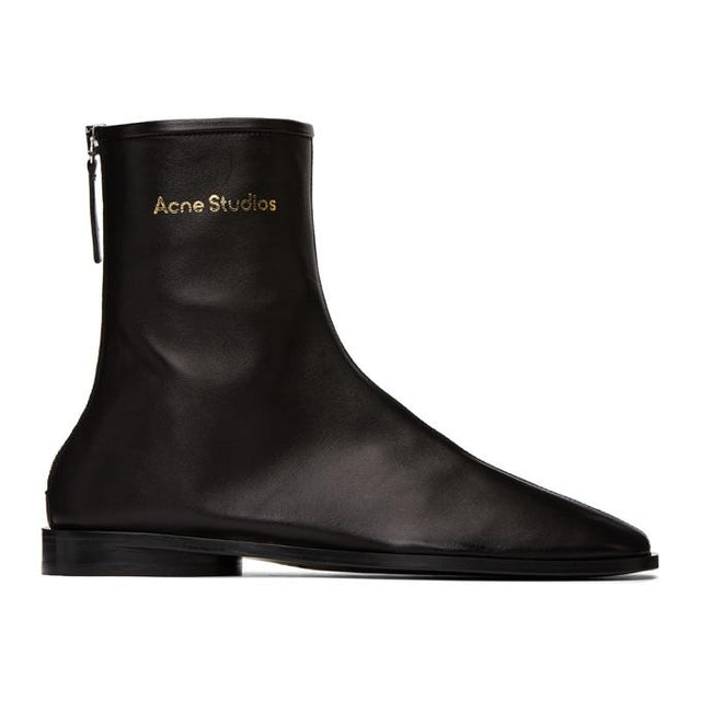 Acne Studios Black Branded Ankle Boots