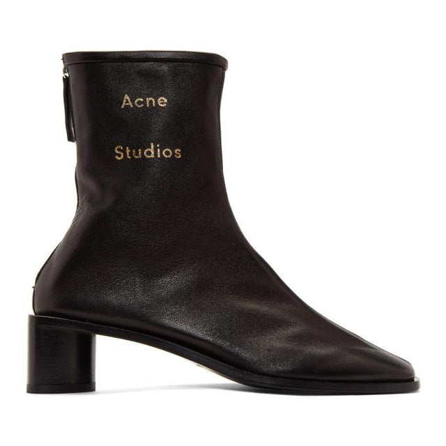 Acne Studios Black Branded Heeled Boots