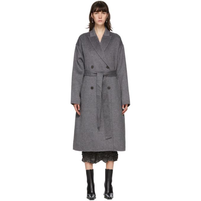 Acne Studios Grey Wool Double-Breasted Coat