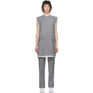 Acne Studios Grey Wool Pinstripe Dress