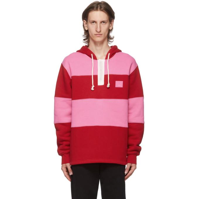 Acne Studios Red and Pink Rugby Hoodie