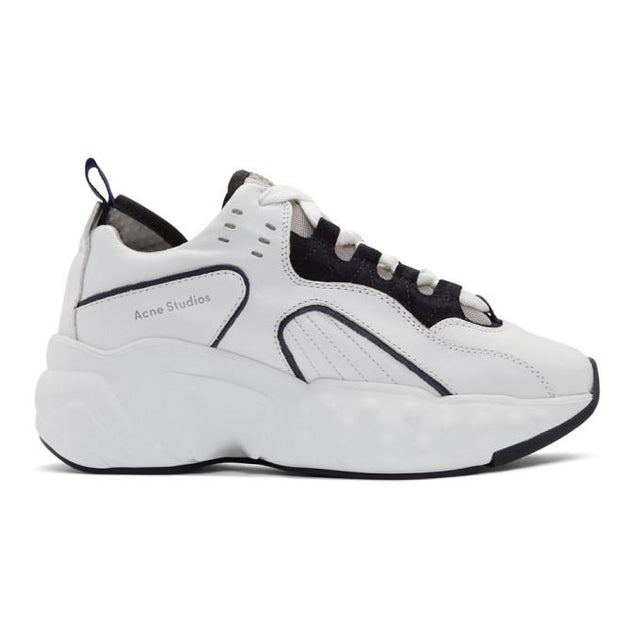 Acne Studios White and Navy Manhattan Sneakers
