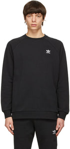 adidas Originals Black Trefoil Essentials Crewneck Sweatshirt - Adidas Originals Sweat-shirt Crewneck Essentials Crewneck - 아디다스 오리지널 흑색 trefoil Essentials Crewneck 스웨터
