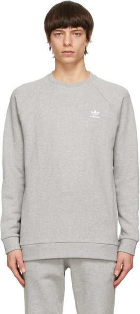 adidas Originals Grey Trefoil Essentials Crewneck Sweatshirt - Adidas Originals Grey Trefoil Essentials Sweat-shirt Crewneck - Adidas Originals Grey Trefoil Essentials Crewneck Sweatshirt