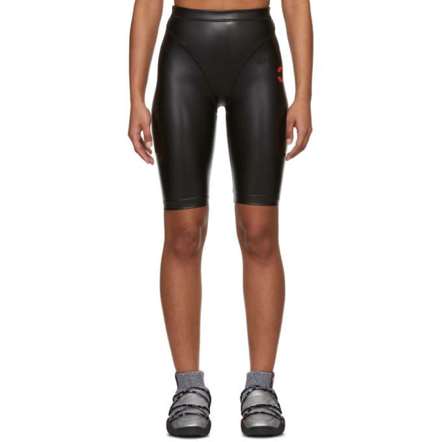 adidas Originals by Alexander Wang Black Faux-Leather Shorts