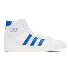adidas Originals White and Blue Basket Profi Sneakers