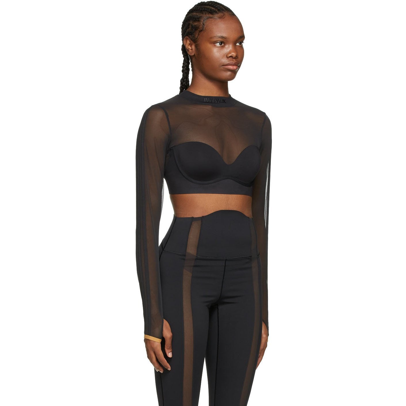 adidas Originals x IVY PARK Women's Black Long Sleeve Mesh Crop