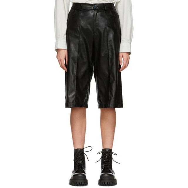 Aeron SSENSE Exclusive Black Faux-Leather Helen Shorts