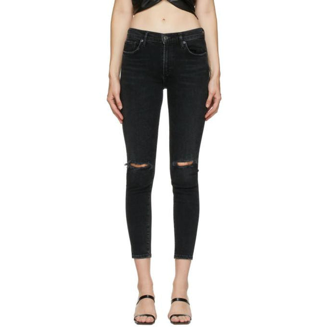 AGOLDE Black Sophie Mid-Rise Ankle Jeans