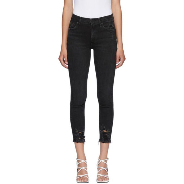 AGOLDE Black Sophie Mid-Rise Ankle Jeans