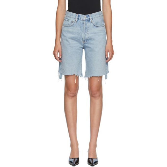 AGOLDE Blue Denim 90s Mid-Rise Loose Shorts