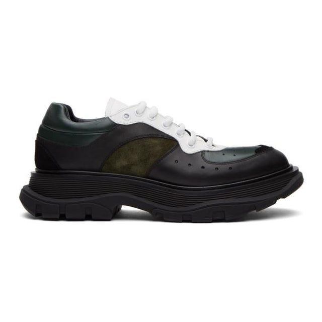 Alexander McQueen Black and Green Tread Slick Sneakers