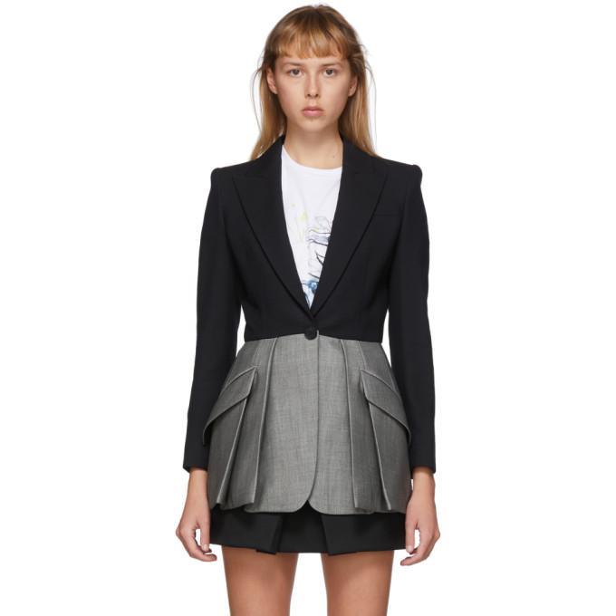Alexander McQueen Black and Grey Colorblock Blazer