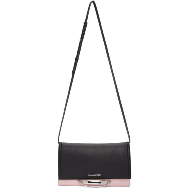 Alexander McQueen Black and Pink Small The Story Crossbody Bag