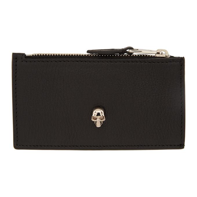 Alexander McQueen Black and Pink Small Zip Card Holder