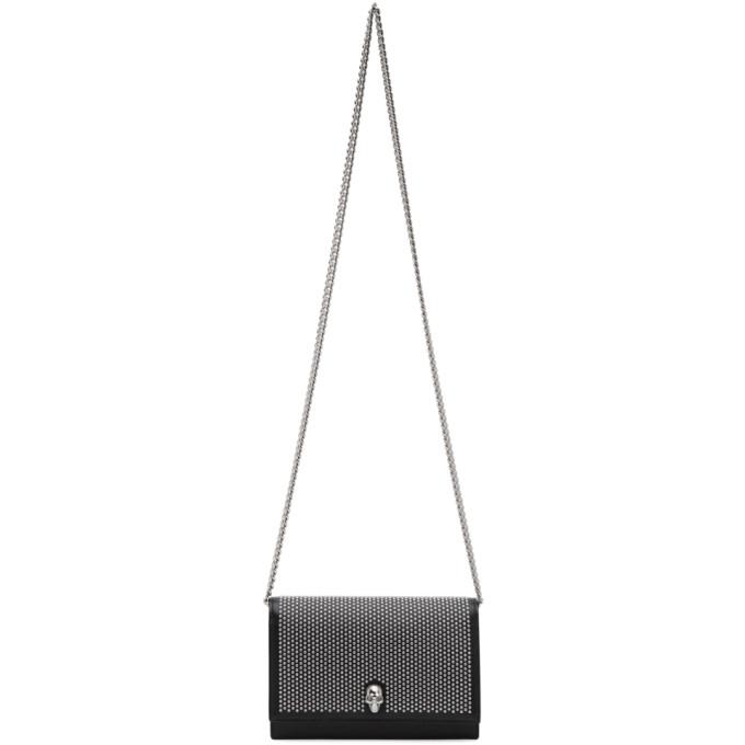 Alexander McQueen Black and Silver Studded Mini Skull Bag