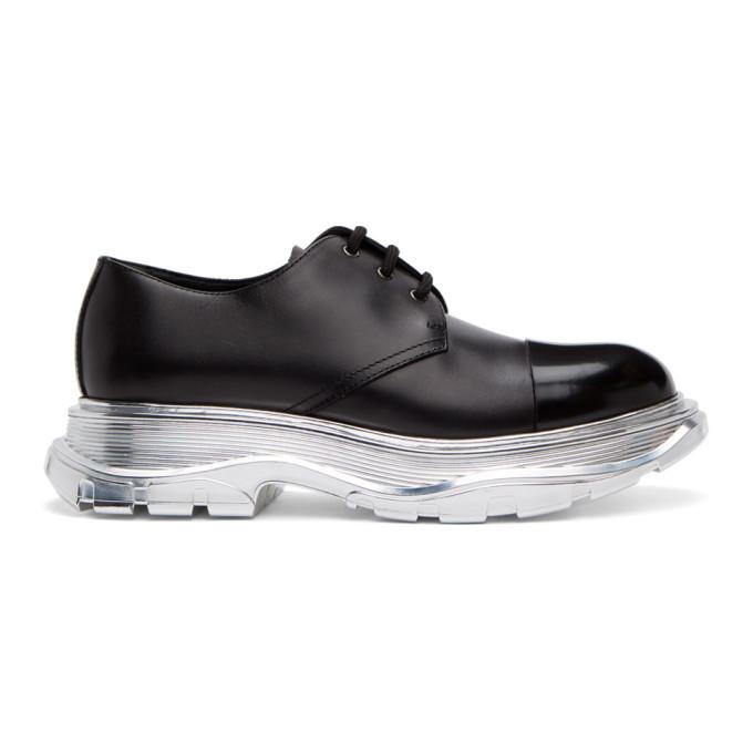 Alexander McQueen Black and Silver Tread Slick Derbys