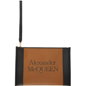 Alexander McQueen Black and Tan Signature Zip Pouch