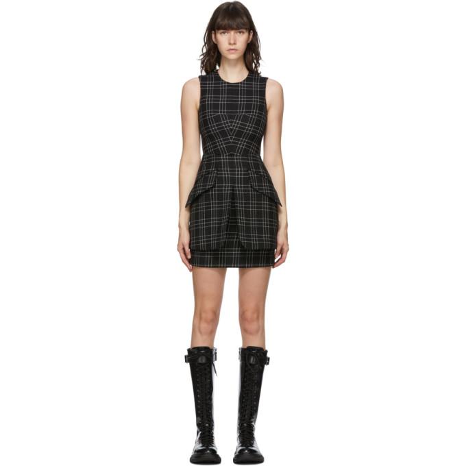 Alexander McQueen Black and White Wool Check Dress