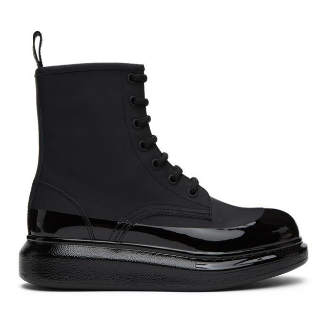 Alexander McQueen Black Coated Hybrid Boots
