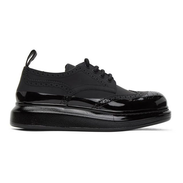 Alexander McQueen Black Coated Hybrid Brogues