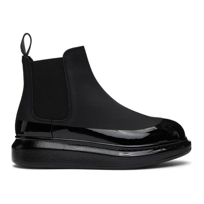 Alexander McQueen Black Coated Hybrid Chelsea Boots