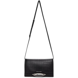 Alexander McQueen Black Croc Small Story Bag