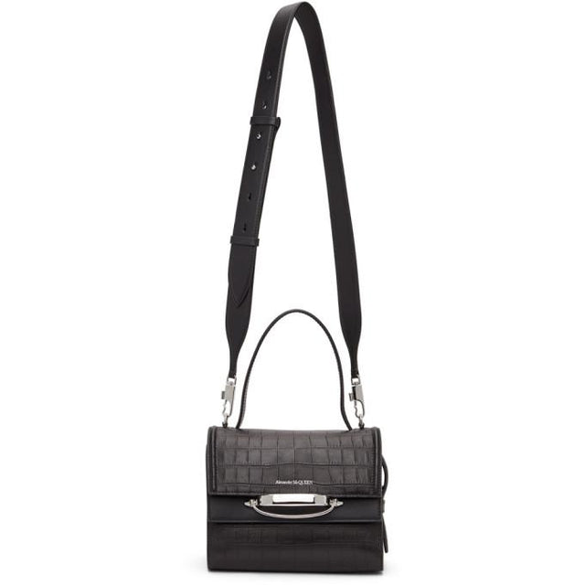 Alexander McQueen Black Croc The Story Bag