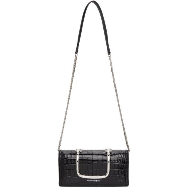 Alexander McQueen Black Croc The Story Book Duffle Bag