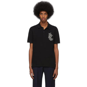 Alexander McQueen Black Embroidered Logo Polo