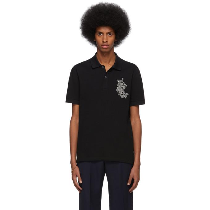Alexander McQueen Black Embroidered Logo Polo