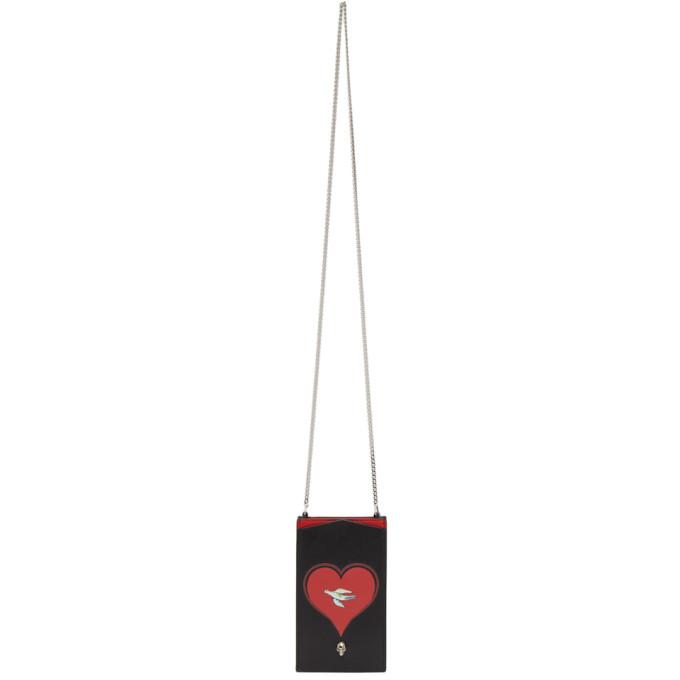 Alexander McQueen Black Heart Skull Phone Bag