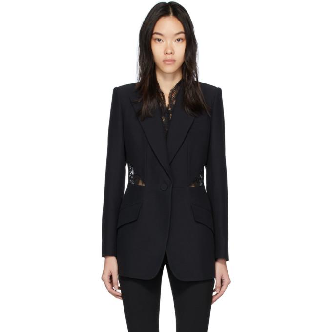 Alexander McQueen Black Lace Crepe Blazer