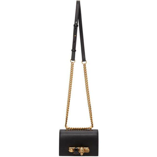 Alexander McQueen Black Mini Jewelled Satchel