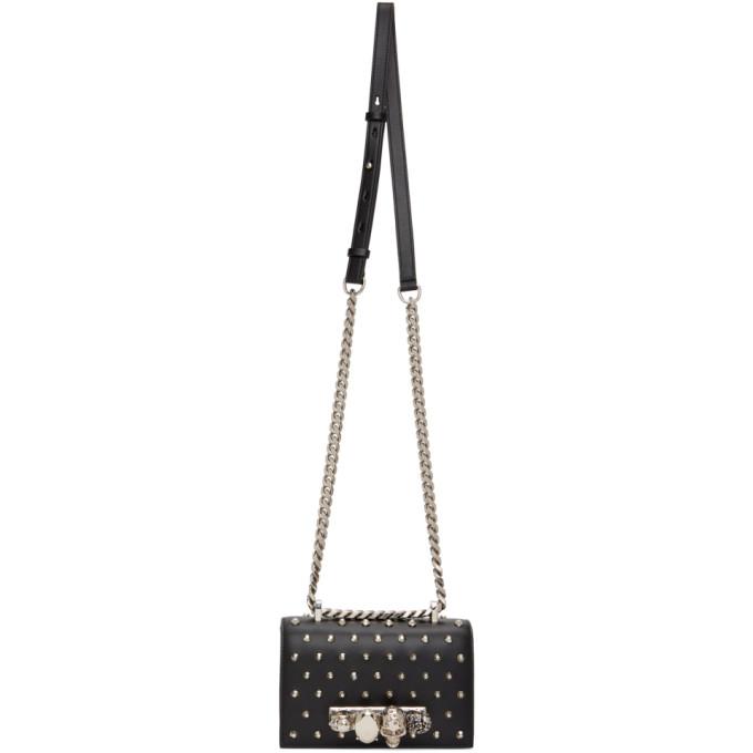 Alexander McQueen Black Mini Studded Jewelled Satchel Bag