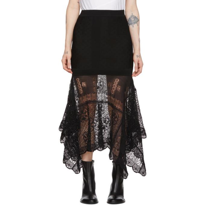 Alexander McQueen Black Patchwork Lace Knit Skirt – BlackSkinny