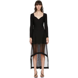 Alexander McQueen Black Rib Knit V-Neck Dress