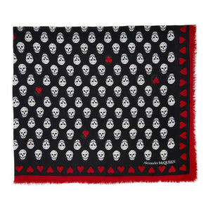 Alexander McQueen Black Skull and Heart Biker Scarf