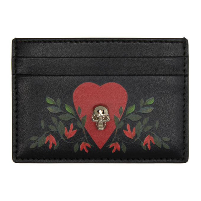 Alexander McQueen Black Skull Heart Card Holder