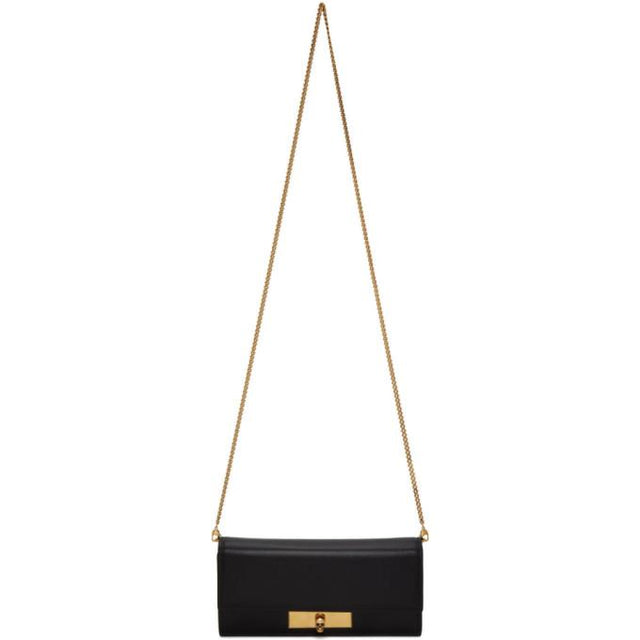 Alexander McQueen Black Skull Lock Chain Wallet Bag