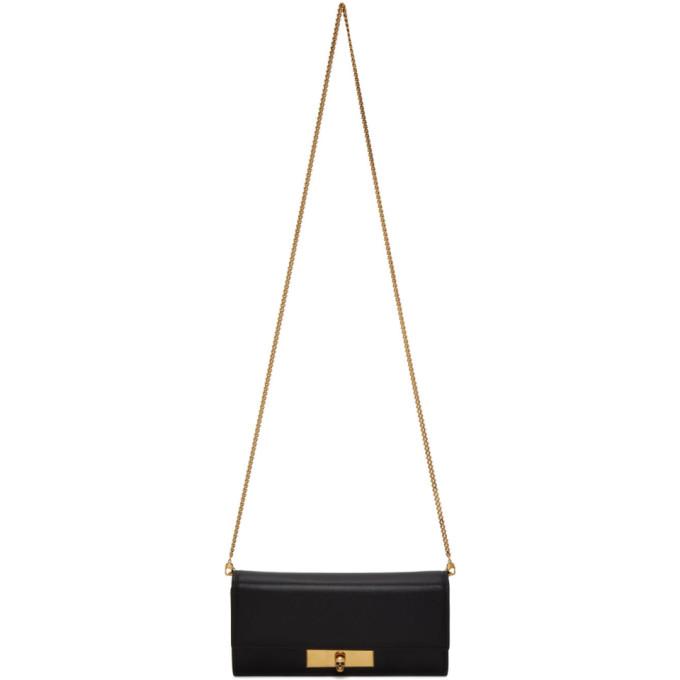 Alexander McQueen Black Skull Lock Chain Wallet Bag