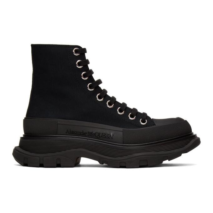 Alexander McQueen Black Tread Slick Platform High Sneakers