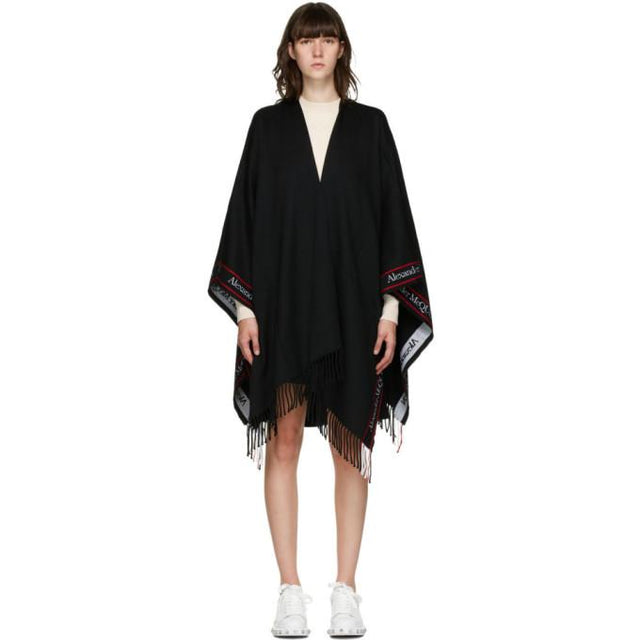 Alexander McQueen Black Wool Cape Scarf