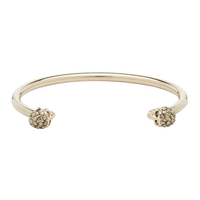 Alexander McQueen Gold and Black Thin Twin Skull Bracelet
