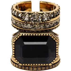 Alexander McQueen Gold Jewelled Stacked Ring