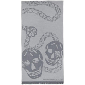 Alexander McQueen Grey Wool Oversized Skull Scarf