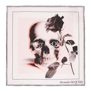 Alexander McQueen Off-White and Pink Rose Ghost Bandana