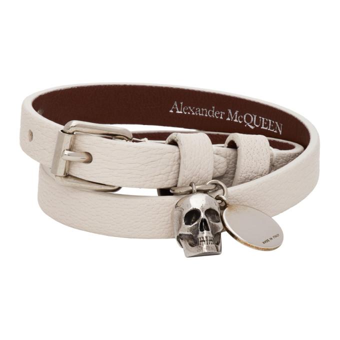 Alexander McQueen Off-White Double Wrap Skull Bracelet