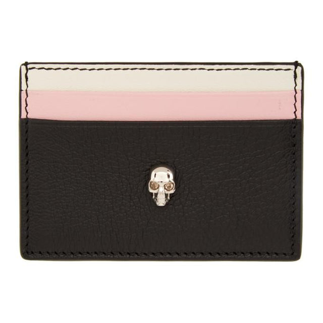 Alexander McQueen Pink and Black Skull Card Holder